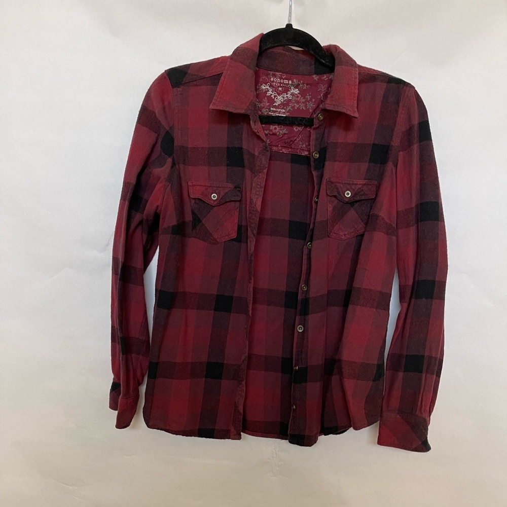 Maroon and black flannel size medium